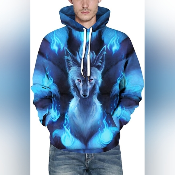 New Men's Graphic Drawstring Hoodie Sweater Multiple Sizes - Picture 4 of 5